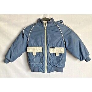 Vintage Members Only Coat Youth Size 6 Blue Long Sleeve Full Zip Removable Hood